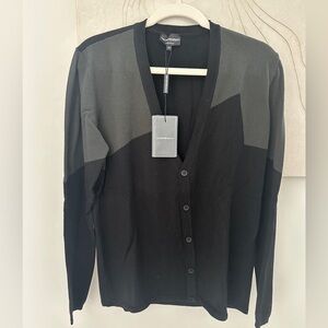 Emporio Armani Men’s Black & Grey Cardigan Knitwear